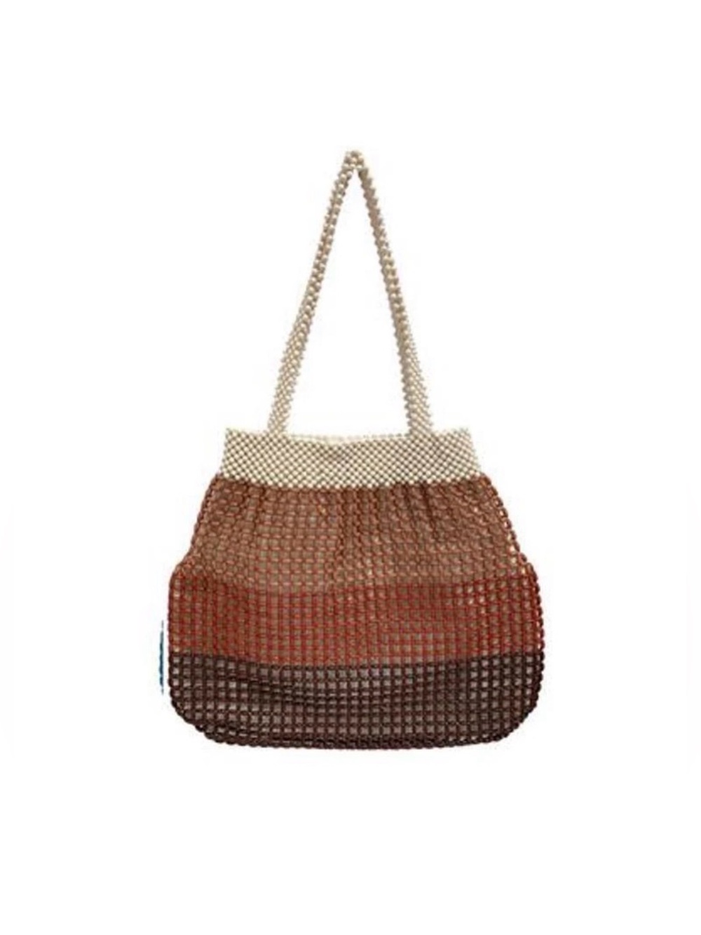 La Regale Stripe Macramé Beaded Tote. Burnt Orange.